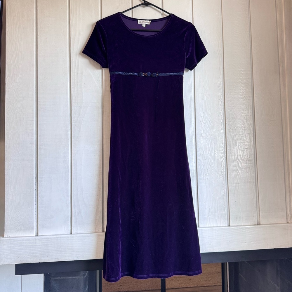 Vintage Purple Velvet Midi Dress